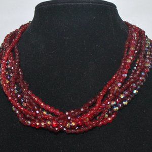 Multi Strand AB Crystal Bead Goth Gypsy Wicca Statement Choker Necklace